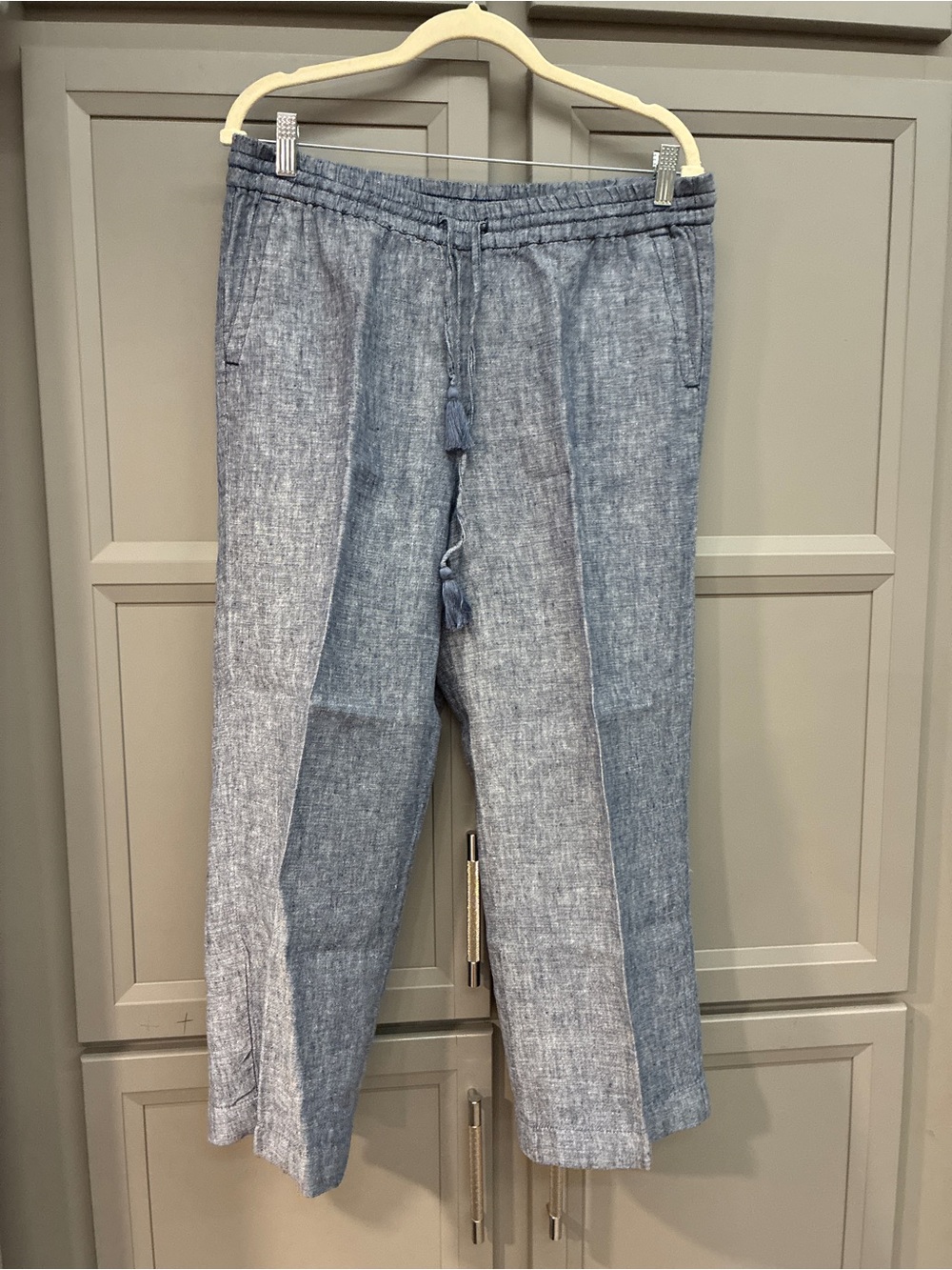 Talbots Blue Linen-Blend Drawstring Chinos